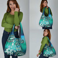 Fiji Born Indian Grocery Bag Palm Paisley With Tapa Pattern