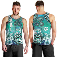 Fiji Born Indian Men Tank Top Palm Paisley With Tapa Pattern