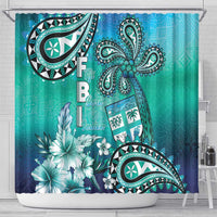 Fiji Born Indian Shower Curtain Palm Paisley With Tapa Pattern