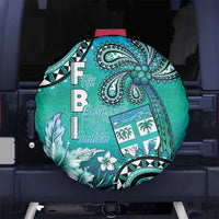 Fiji Born Indian Spare Tire Cover Palm Paisley With Tapa Pattern
