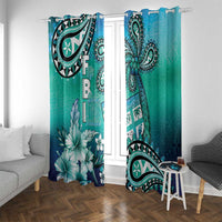 Fiji Born Indian Window Curtain Palm Paisley With Tapa Pattern