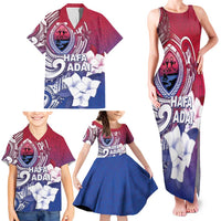 Guam Gadao Family Matching Tank Maxi Dress and Hawaiian Shirt Hafa Adai Micronesian Tribal Pattern