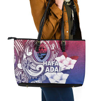 Guam Gadao Leather Tote Bag Hafa Adai Micronesian Tribal Pattern