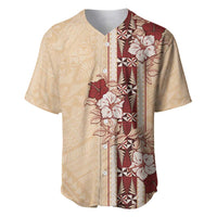 Tonga Language Week Baseball Jersey Hibiscus Tongan Ngatu Pattern