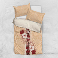 Tonga Language Week Bedding Set Hibiscus Tongan Ngatu Pattern LT05 US Twin 172cm x 218cm Beige - Polynesian Pride