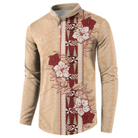 Tonga Language Week Button Sweatshirt Hibiscus Tongan Ngatu Pattern LT05 - Polynesian Pride