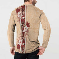 Tonga Language Week Button Sweatshirt Hibiscus Tongan Ngatu Pattern LT05 - Polynesian Pride
