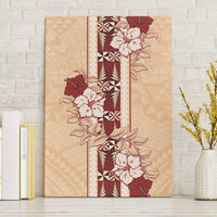 Tonga Language Week Canvas Wall Art Hibiscus Tongan Ngatu Pattern LT05 Without Frame Beige - Polynesian Pride