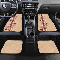 Tonga Language Week Car Mats Hibiscus Tongan Ngatu Pattern LT05 Set 4pcs Beige - Polynesian Pride