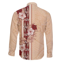 Tonga Language Week Family Matching Off The Shoulder Long Sleeve Dress and Hawaiian Shirt Hibiscus Tongan Ngatu Pattern