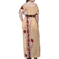 Tonga Language Week Family Matching Off Shoulder Maxi Dress and Hawaiian Shirt Hibiscus Tongan Ngatu Pattern