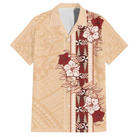 Tonga Language Week Family Matching Off Shoulder Short Dress and Hawaiian Shirt Hibiscus Tongan Ngatu Pattern
