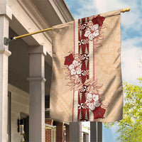 Tonga Language Week Garden Flag Hibiscus Tongan Ngatu Pattern LT05 House Flag Beige - Polynesian Pride
