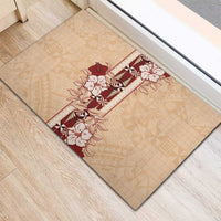 Tonga Language Week Rubber Doormat Hibiscus Tongan Ngatu Pattern LT05 - Polynesian Pride