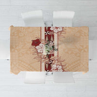 Tonga Language Week Tablecloth Hibiscus Tongan Ngatu Pattern LT05 Beige - Polynesian Pride