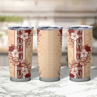 Tonga Language Week Tumbler Cup Hibiscus Tongan Ngatu Pattern LT05 - Polynesian Pride