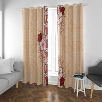 Tonga Language Week Window Curtain Hibiscus Tongan Ngatu Pattern LT05 With Grommets Beige - Polynesian Pride