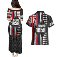 Hawaii 1959 Statehood Day Couples Matching Puletasi and Hawaiian Shirt Classic Style LT05 - Polynesian Pride