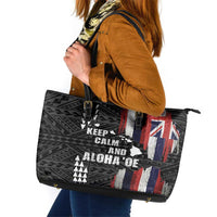 Hawaii 1959 Statehood Day Leather Tote Bag Classic Style LT05 Black - Polynesian Pride
