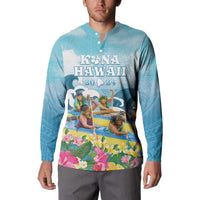 Hawaii Outrigger Canoe Race Button Sweatshirt Polynesian Style Watercolor Style LT05 - Polynesian Pride