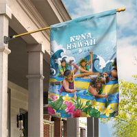 Hawaii Outrigger Canoe Race Garden Flag Polynesian Style Watercolor Style LT05 House Flag Blue - Polynesian Pride