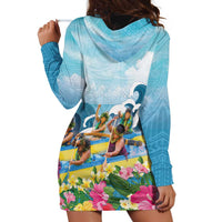Hawaii Outrigger Canoe Race Hoodie Dress Polynesian Style Watercolor Style LT05 - Polynesian Pride