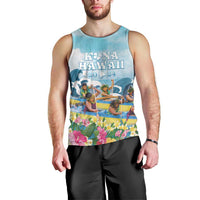Hawaii Outrigger Canoe Race Men Tank Top Polynesian Style Watercolor Style LT05 - Polynesian Pride