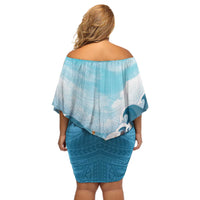 Hawaii Outrigger Canoe Race Off Shoulder Short Dress Polynesian Style Watercolor Style LT05 - Polynesian Pride