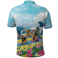 Hawaii Outrigger Canoe Race Polo Shirt Polynesian Style Watercolor Style LT05 - Polynesian Pride