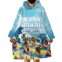 Hawaii Outrigger Canoe Race Wearable Blanket Hoodie Polynesian Style Watercolor Style LT05 - Polynesian Pride