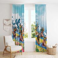 Hawaii Outrigger Canoe Race Window Curtain Polynesian Style Watercolor Style LT05 - Polynesian Pride