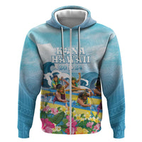 Hawaii Outrigger Canoe Race Zip Hoodie Polynesian Style Watercolor Style LT05 Zip Hoodie Blue - Polynesian Pride