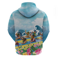 Hawaii Outrigger Canoe Race Zip Hoodie Polynesian Style Watercolor Style LT05 - Polynesian Pride
