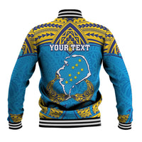 Personalised Tuvalu Independence Day Baseball Jacket Coat Of Arms With Polynesian Dolphin Tattoo LT05 - Polynesian Pride