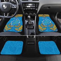 Tuvalu Independence Day Car Mats Coat Of Arms With Polynesian Dolphin Tattoo LT05 Set 4pcs Blue - Polynesian Pride