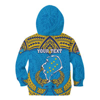 Personalised Tuvalu Independence Day Kid Hoodie Coat Of Arms With Polynesian Dolphin Tattoo