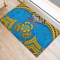Tuvalu Independence Day Rubber Doormat Coat Of Arms With Polynesian Dolphin Tattoo LT05 - Polynesian Pride