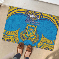 Tuvalu Independence Day Rubber Doormat Coat Of Arms With Polynesian Dolphin Tattoo LT05 - Polynesian Pride