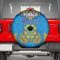 Tuvalu Independence Day Spare Tire Cover Coat Of Arms With Polynesian Dolphin Tattoo LT05 - Polynesian Pride