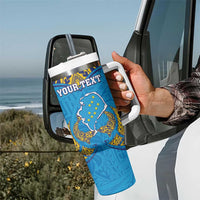 Personalised Tuvalu Independence Day Tumbler With Handle Coat Of Arms With Polynesian Dolphin Tattoo LT05 - Polynesian Pride