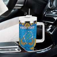 Personalised Tuvalu Independence Day Tumbler With Handle Coat Of Arms With Polynesian Dolphin Tattoo LT05 - Polynesian Pride
