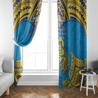 Tuvalu Independence Day Window Curtain Coat Of Arms With Polynesian Dolphin Tattoo LT05 - Polynesian Pride