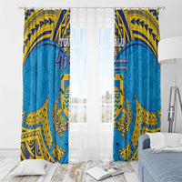 Tuvalu Independence Day Window Curtain Coat Of Arms With Polynesian Dolphin Tattoo LT05 - Polynesian Pride