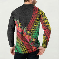 Retro Hawaiian Singer Button Sweatshirt Polynesian Style Tropical Flowers LT05 - Polynesian Pride
