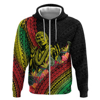 Retro Hawaiian Singer Hoodie Polynesian Style Tropical Flowers LT05 Zip Hoodie Black - Polynesian Pride