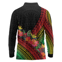 Retro Hawaiian Singer Long Sleeve Polo Shirt Polynesian Style Tropical Flowers LT05 - Polynesian Pride