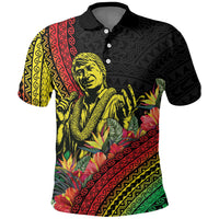 Retro Hawaiian Singer Polo Shirt Polynesian Style Tropical Flowers LT05 Black - Polynesian Pride
