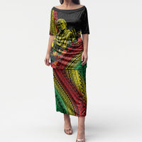 Retro Hawaiian Singer Puletasi Polynesian Style Tropical Flowers LT05 Long Dress Black - Polynesian Pride