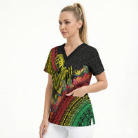 Retro Hawaiian Singer Scrub Top Polynesian Style Tropical Flowers LT05 - Polynesian Pride