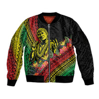 Retro Hawaiian Singer Sleeve Zip Bomber Jacket Polynesian Style Tropical Flowers LT05 Unisex Black - Polynesian Pride